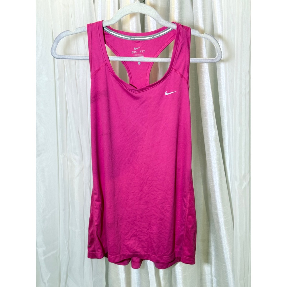Nike Tank Top Womens Large Pink Dri-FIT Racerback Athletic Running Swoosh